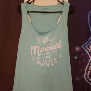 Torrid Tank Top Coral Green Be a Mermaid Make Wave